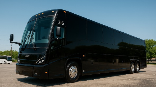 Exterior of Charter Bus Company Dearborn Heights's 50 Passenger Charter Bus in Dearborn Heights