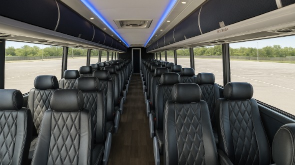 Interior of Charter Bus Company Dearborn Heights's 50 Passenger Charter Bus in Dearborn Heights