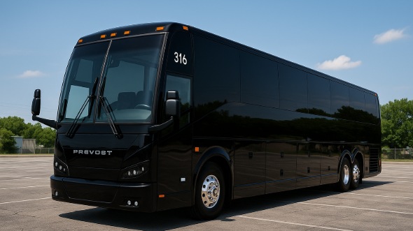Exterior of Charter Bus Company Dearborn Heights's 55 Passenger Charter Bus in Dearborn Heights