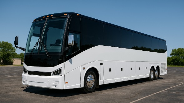 Exterior of Charter Bus Company Dearborn Heights's 56 Passenger Charter Bus in Dearborn Heights