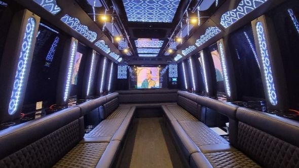 Interior of Charter Bus Company Taylor's Party Bus in Taylor